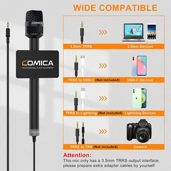 Comica HRM-S Reporter/Interview Microphone 3.5mm TRRS Cardioid Condenser Microphone for Smartphone Handheld Portable Microphone detail image