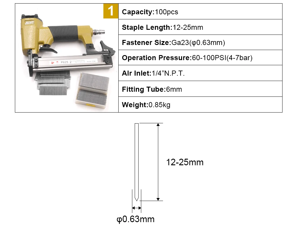 23 Gauge Brad Nailer Concrete Pin Strip Nailer Portable Pin Nailer P625