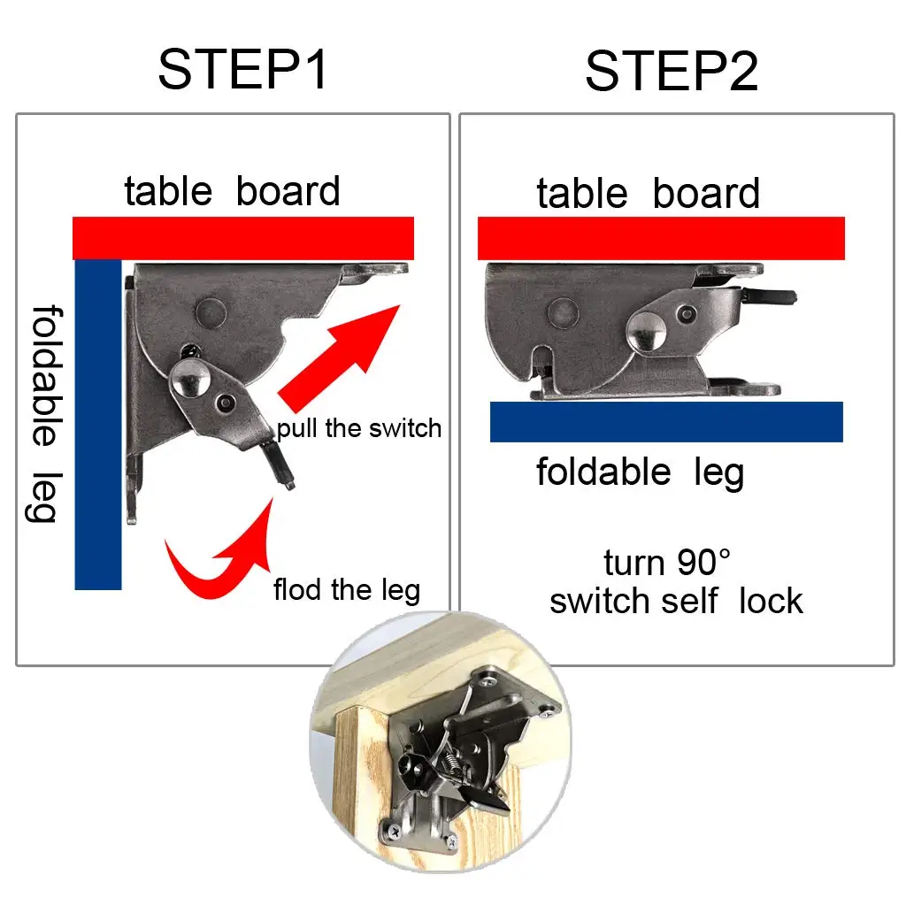 Folding Bracket Self Lock Extension Table Bracket Hinge Metal Drop Leaf Supports for Table