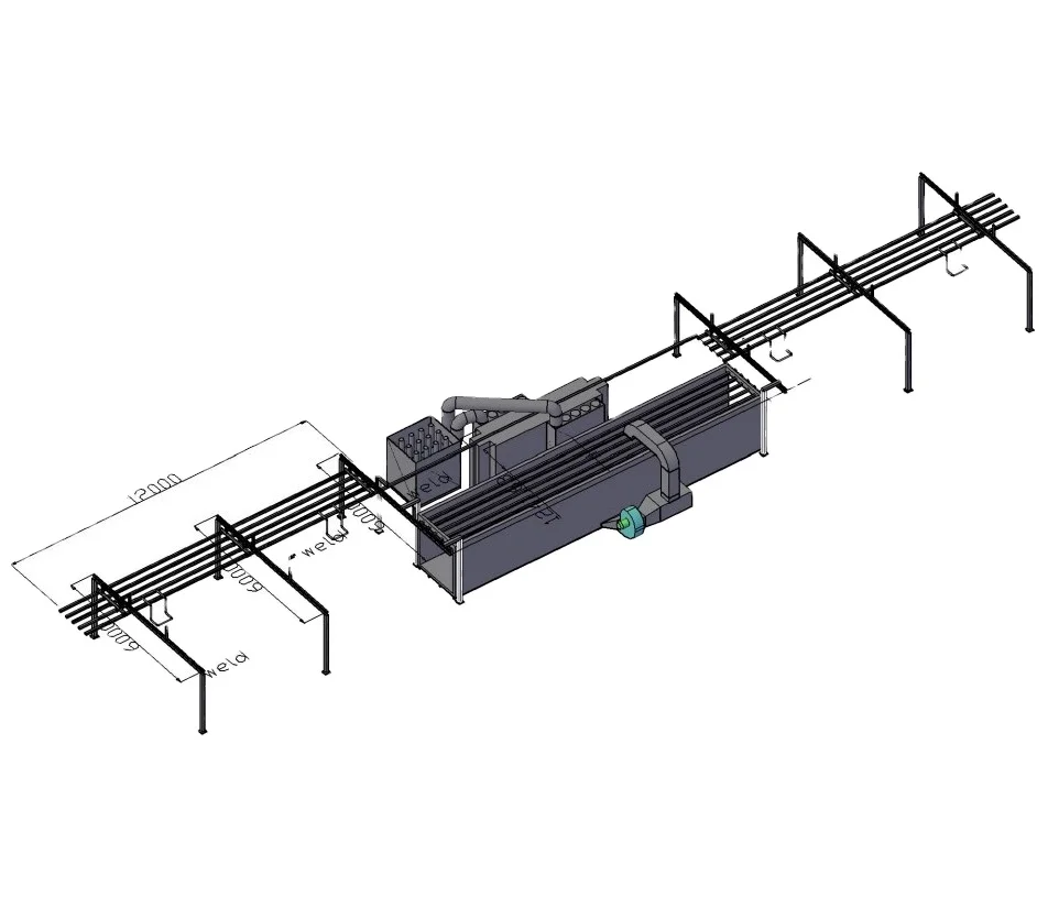 Compact  Batch Manual Powder Coating Plant Aluminum Profile Spray Painting Horizontal Line
