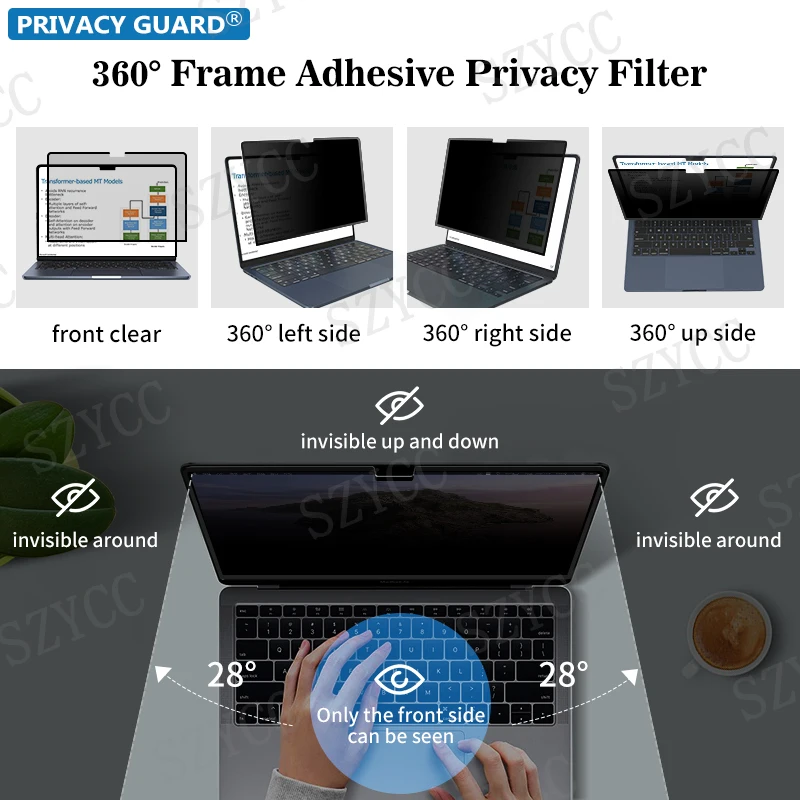 4-сторонний фильтр для защиты от подглядывания матовая антисиняя световая пленка 360 градусов защита экрана Macbook Pro 16