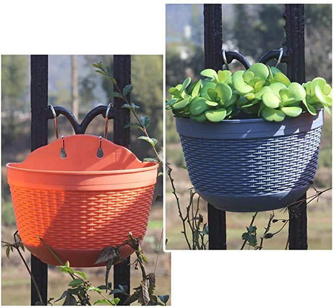 Пластиковые настенные горшки для растений полукруглые держатели с крючками забора балкона или