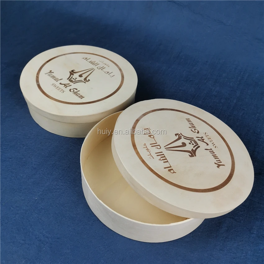 Custom Disposable Bark Thin Veneer Small Cheap Round Wood Cheese Box for Cheese Cake Candy Snacks Food Promotional with Lids