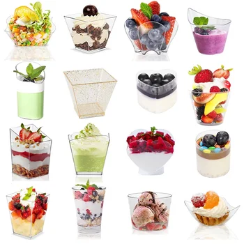 High Quality Party Supply Mini Pudding Jelly Ice Cream Mousse Disposable Plastic Dessert Cups