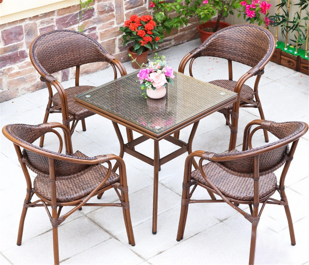 ALUMINUM OUTDOOR PE RATTAN TABLE ALUMINUM PE WICKER TABLE