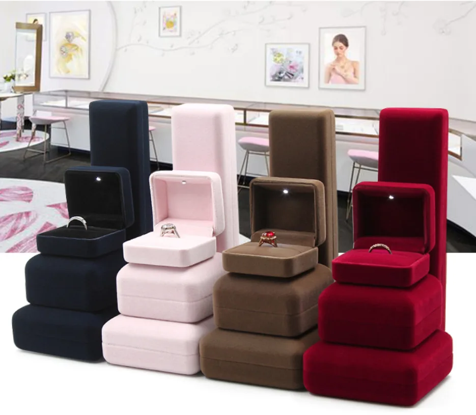 Customized Luxury Led Light Velvet Jewellery Boxes Bracelet Packaging