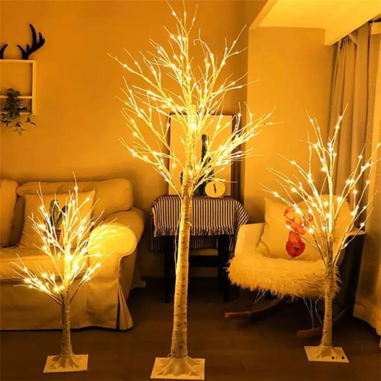 Bester Verkauf Neue Mode Zweig Baum 150cm Warmweiß Outdoor Hof Künstlich Weiß Beleuchtet Birke Baumstämme Zweig Zweig Bonsai