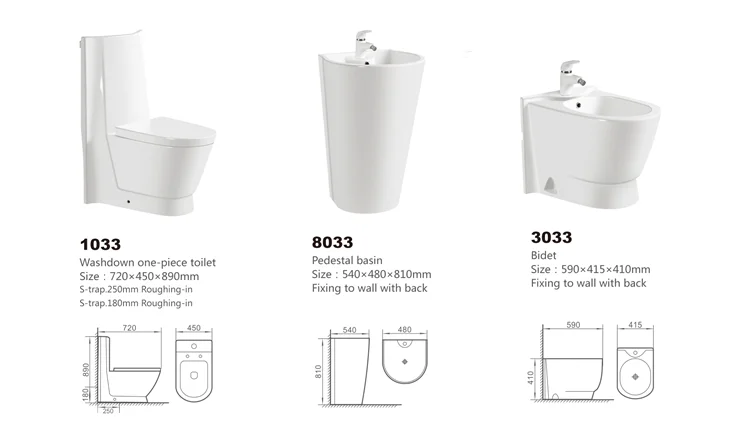 Factory Ceramic WC One Piece Washroom Toilet Bowl Set With Sink Sanitary Ware Suite