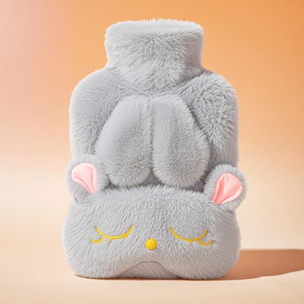 New Design Body Hand Warmer Rubber Hot Water Bottle Bag Cute Cover with Eye Mask Gift Set