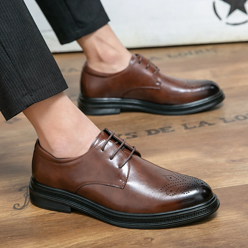 Model Design Handmade Dress Shoe Formal Leather Business Shoes Hot Sale New for Men Handmade Gentleman Wedding Shoes Patchwork
