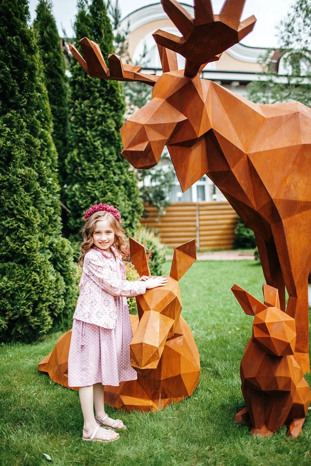 Rusty Steel  Large Customizable Animal Statue Bird Horse Kangaroo Corten Steel Animal Sculpture