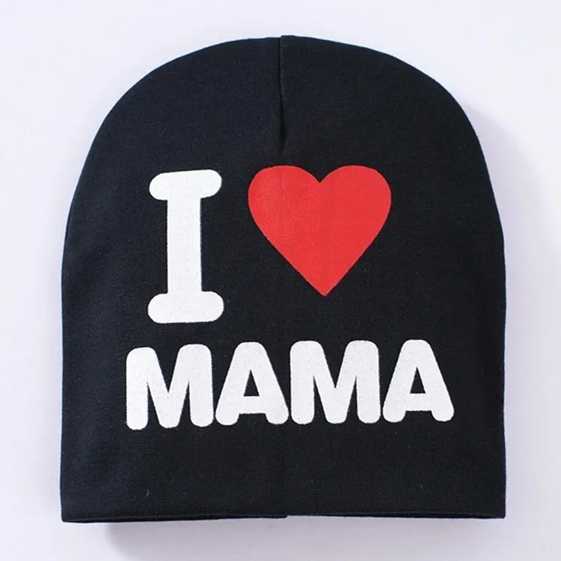 Spring Autumn Baby Knitted Warm Beanie Cotton Hat Girls Boys Toddler I LOVE PAPA MAMA Print Baby Cap