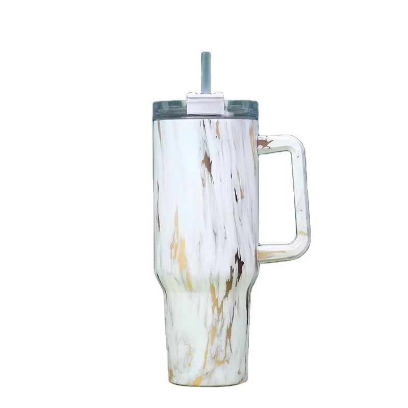 Large Capacity 40OZ Sports Design Car Cup with Straw Vacuum Bottle Cola Shape for Camping 40 Ounce Texture Coaster