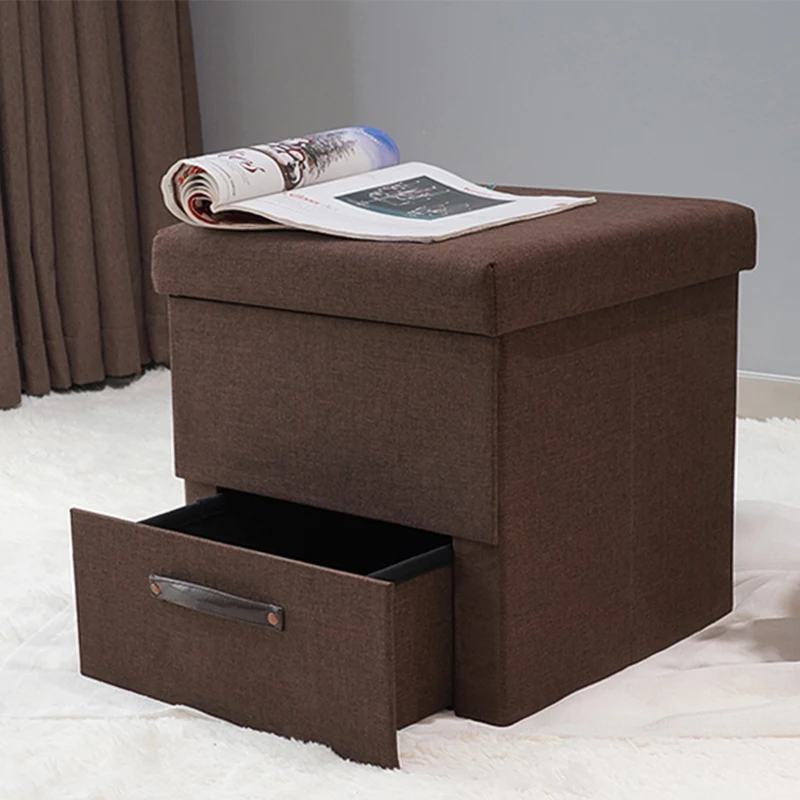 2026 Hot Sale Storage Foldable Ottoman Folding Storage Ottoman Box Shoes Changing Stool