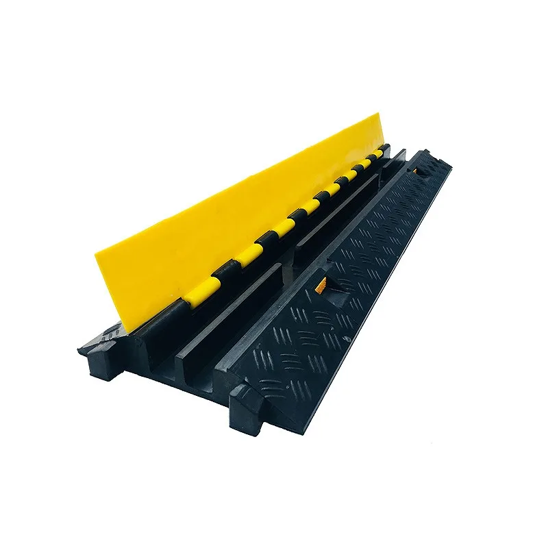 dos d'âne de 1000*250*50 mm, protège-câble en caoutchouc à 2 voies avec couvercle jaune en PVC