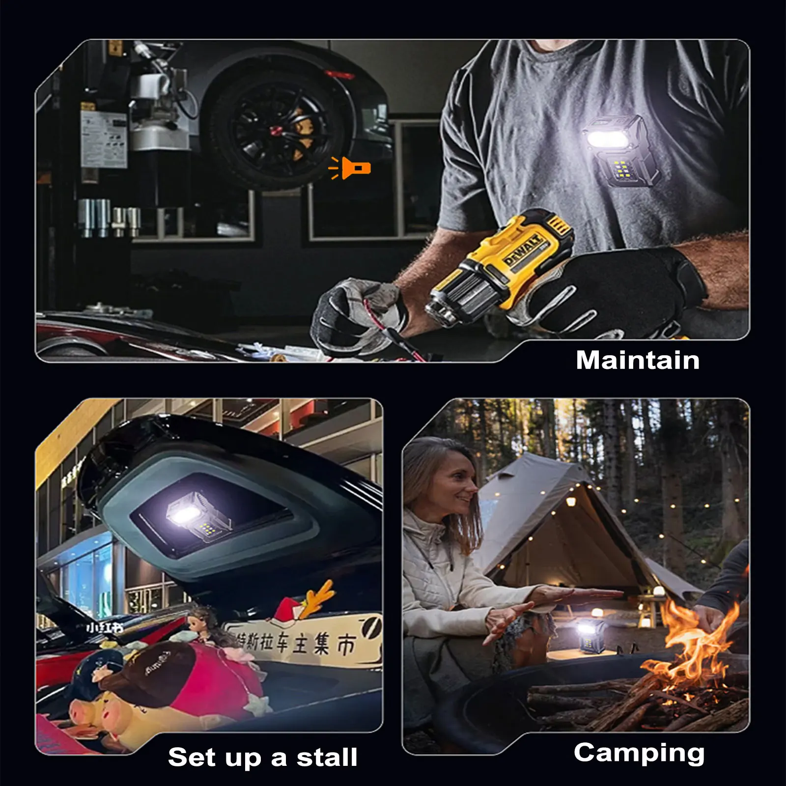 LED  Outdoor Camping Multi Tool Edc Usb Rechargeable Keychain Light Pocket Small Mini Flashlight Folding Angle