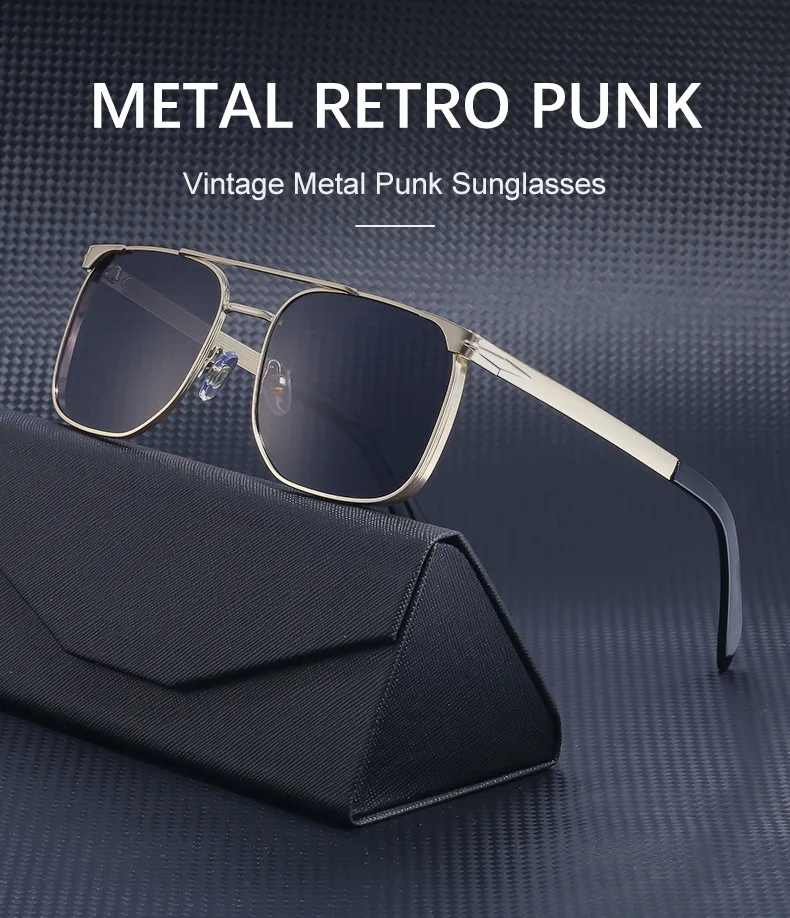 2023 Retro Double Bridge Vintage Square Shades Metal Laser  display picture 3