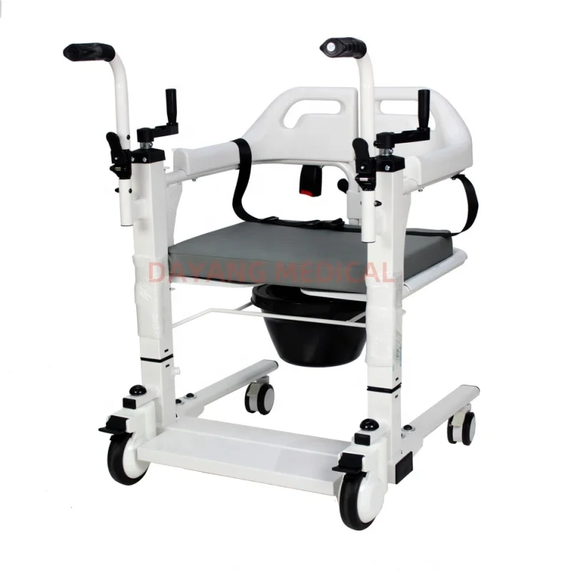 Bathroom Commode Handicap Transfer Wheelchair Nursing Toilet Lift Transport Chair with Wheel for Bedridden Patient Elderly