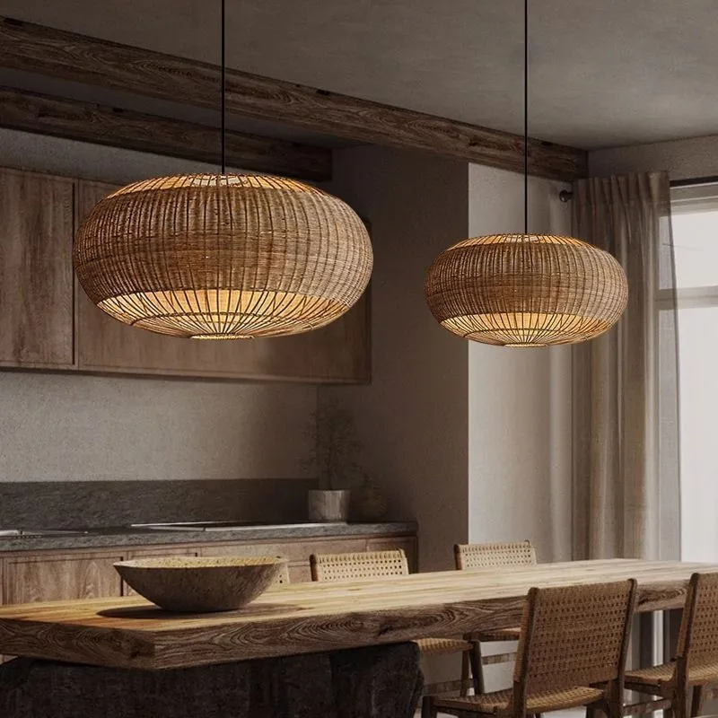 Ip65 Waterproof Rattan Woven Pendant Lamp Aluminum Led Light Source for Outdoor Garden Courtyard Hotel Home Stay for Lawn