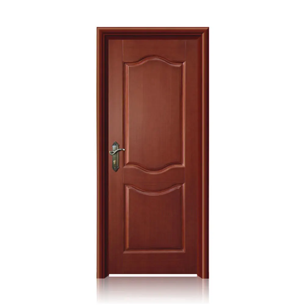 Modern Simple Design Solid Wood Panel Flower Carving Timber Door