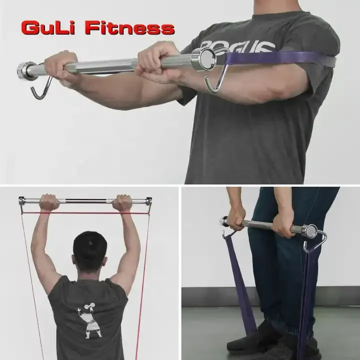 Ready to Ship X3 Bar Fitness for Resistance Bands OEM Pilates Resistance  Exercise Bar With Plate and Bands Set