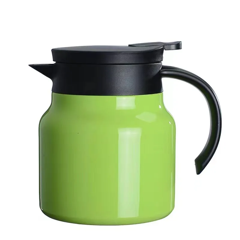 Glazen Kan Belle Vous Green Stainless Steel Carafe With Plastic Handle And Tea Infuser - 800ml/27oz Thermal Double Thermoskan Met Theezeef En Plastic Handvat