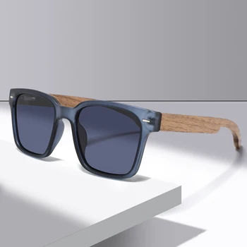 2024 factory wholesale wooden square fashion brand logo custom sunglasses wood polarized men