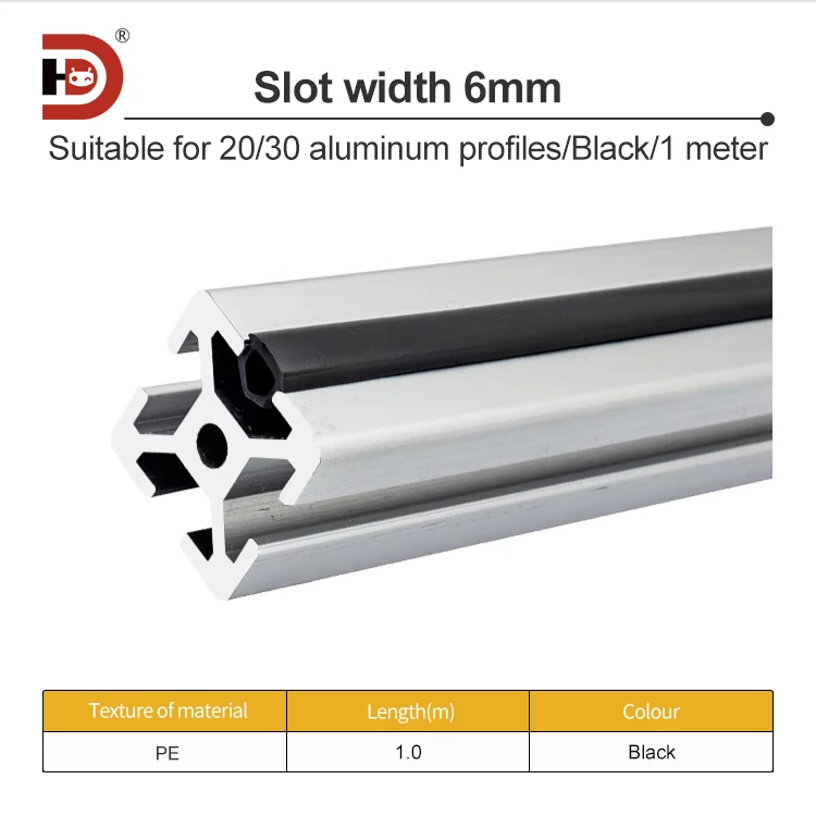 Aluminum Profile Flat Sealing Soft Rubber Strip 20/30/40 Aluminum Profile PVC Decorative Strip PE groove Sealing Strip manufacture