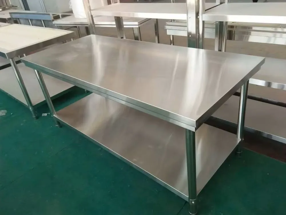 Durable stainless steel workbench for food factory applications