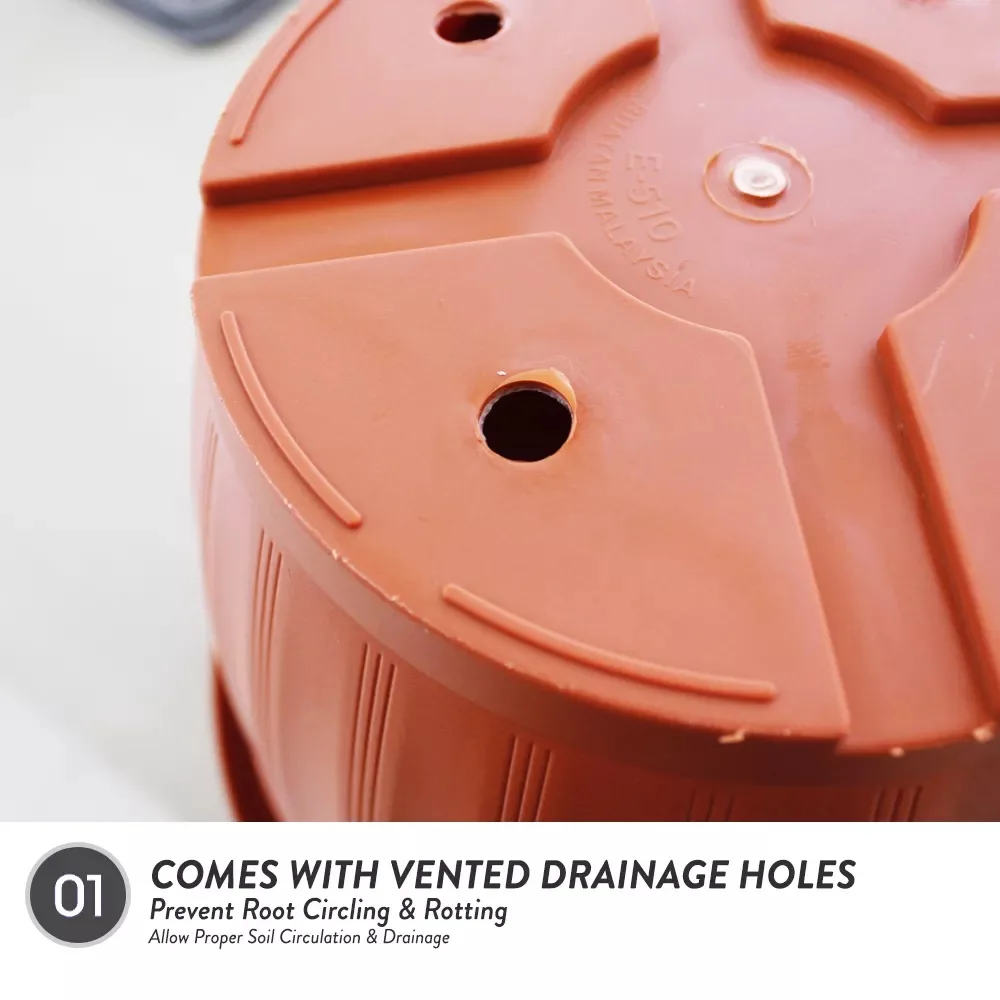 Elianware Sturdy Large Garden Plastic Flower Plant Pot Indoor Outdoor