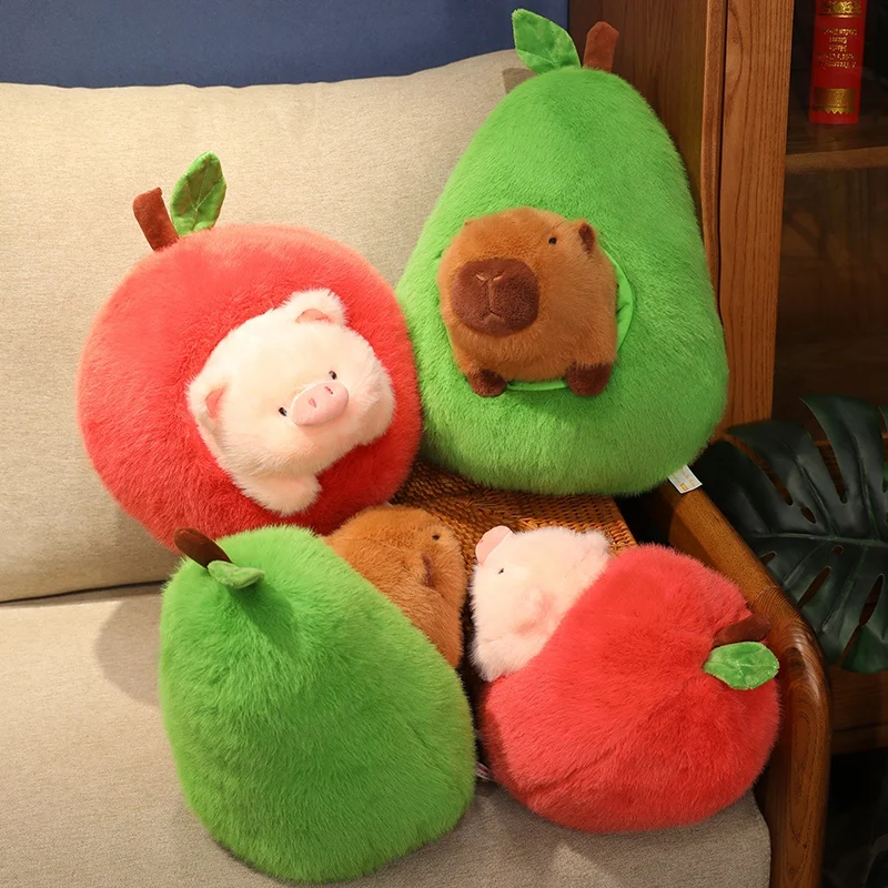 Capybara Plüschtier 2-in-1 Als Avocado – Super Weich, Abnehmbar, Ca. 35 Cm Groß (gelb & Andere Farben)