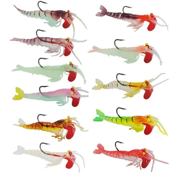 Cheap 5-Section Luminous Shrimp Lure with Jointed Soft Prawn Baits Lead Head Plastic Soft Shrimp Lure – Soft Lure – view 3
