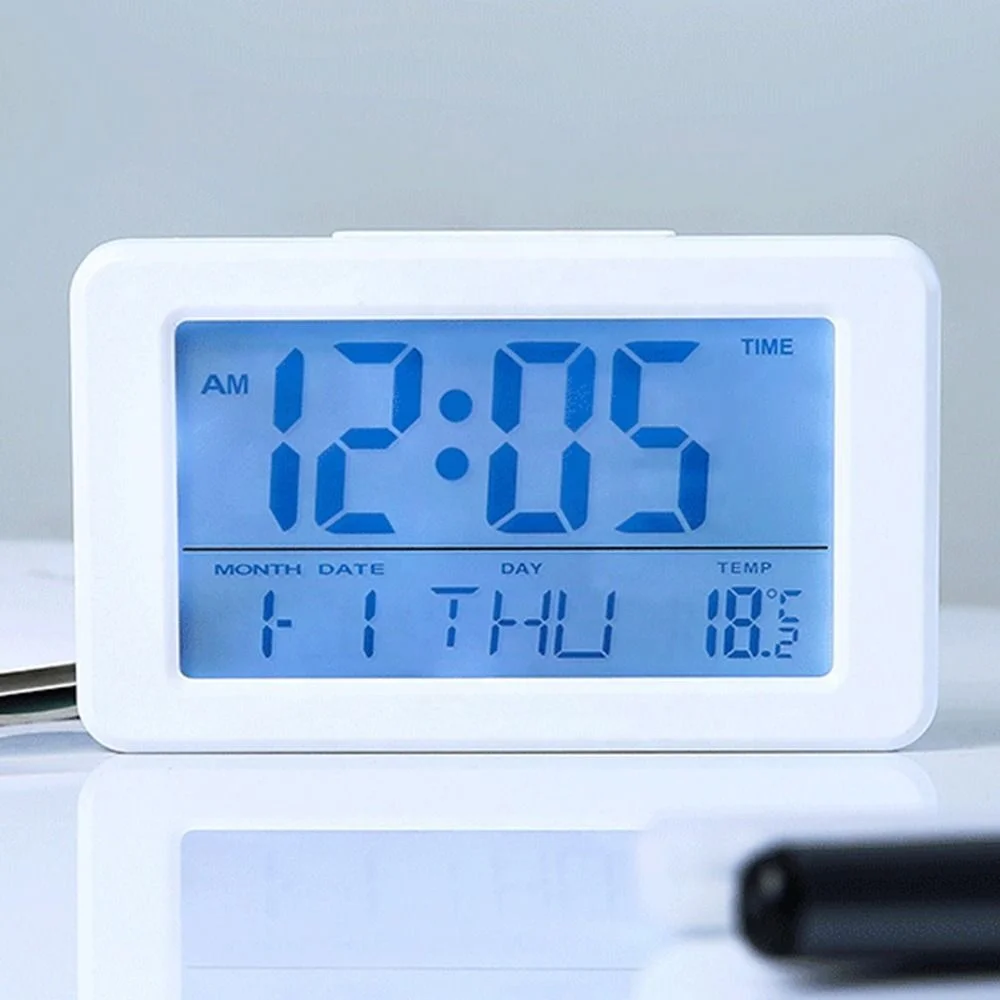 Smart Night Light Digital Alarm Clock with Indoor Temperature Operated Desk Small Clock