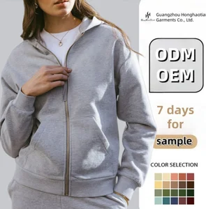 ODM OEM Custom Unisex Full Zip Hoodie Gym Wear Set for Autumn Winter Fitness Embroidered Tracksuit Zipper Top Bottom Matching