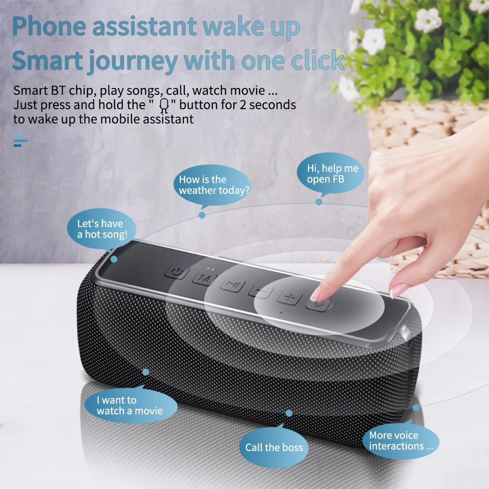 V7 PRO Bluetooth Speaker with Dual Pairing, Surround Sound, TF