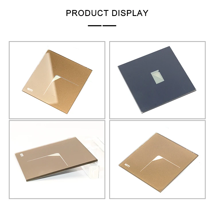 Customized golden printed LOGO glass panel with special pattern tempered safety glass for touch switch glass panel
