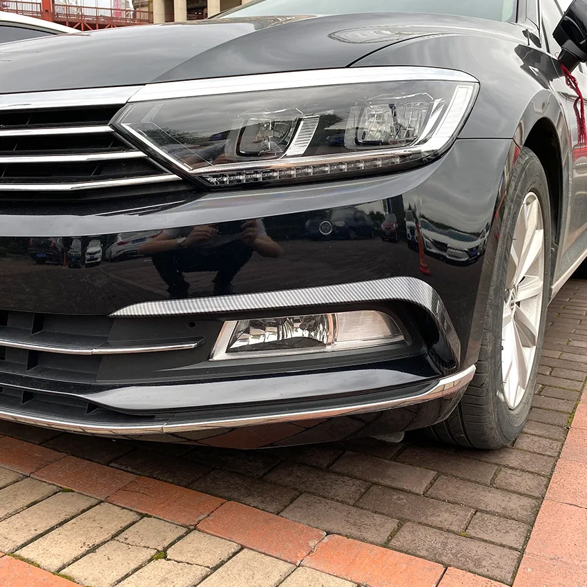 For VW Passat B8 Variant Front Fog Light Frames Cover Trim Sticker Grille 2016 2017 2018 2019 Body Kit Tuning Gloss Black Tuning