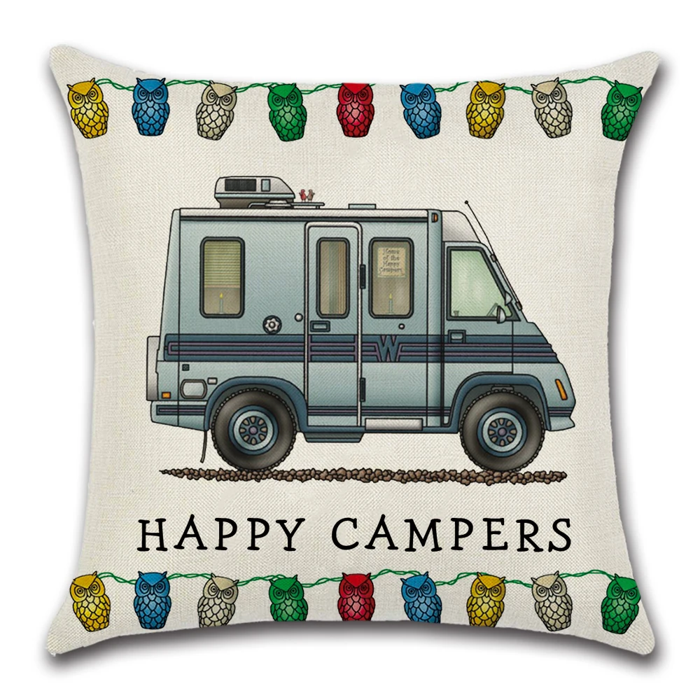 happy campers cushion covers