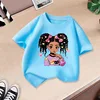 Light blue curly little girl short sleeves