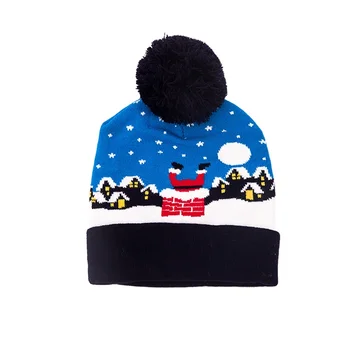 2024 Hot Selling Christmas Decorations Custom Knit Acrylic Christmas Pompom Beanie Hat