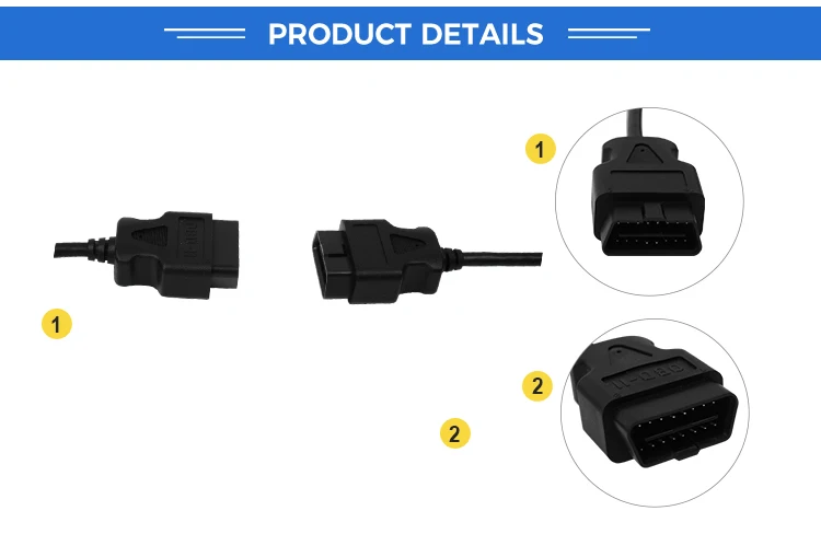 product high quality obdii 16pin male to female extension cable diagnostic tools for car extend obdii cable-4