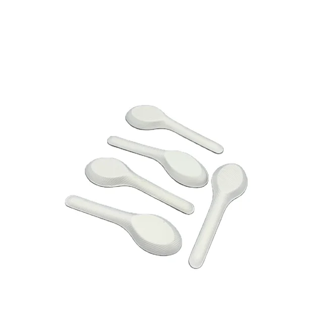 Biodegradable Compostable Bagasse Cutlery Disposable Sugarcane Paper Soup Spoon for Daily/Holiday Parties Takeaway Soup Coffee