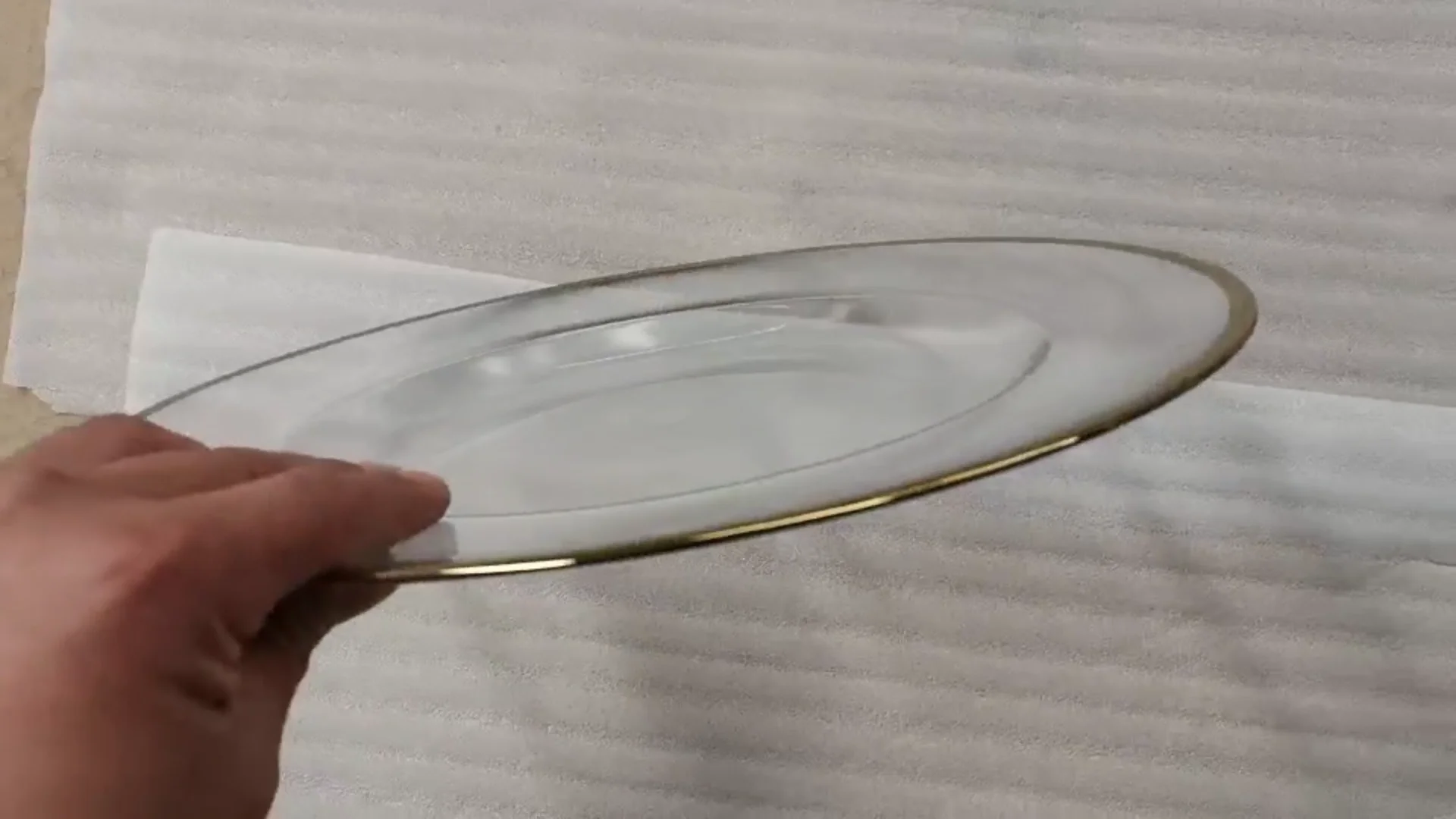 Wholesale Cheap Gold Rim Round Flat Glass Charger Plate For Wedding