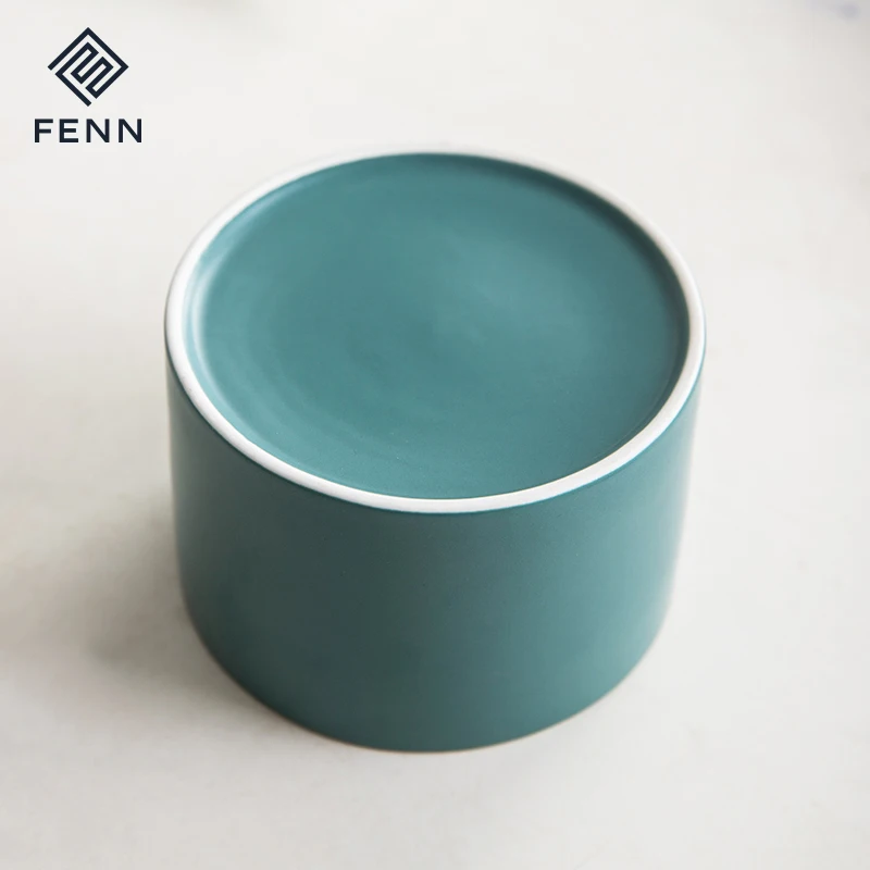 product fenn nordic matte multiple color custom porcelain aromatherapy fragrance candle vessel empty ceramic candle jar custom with lid-62