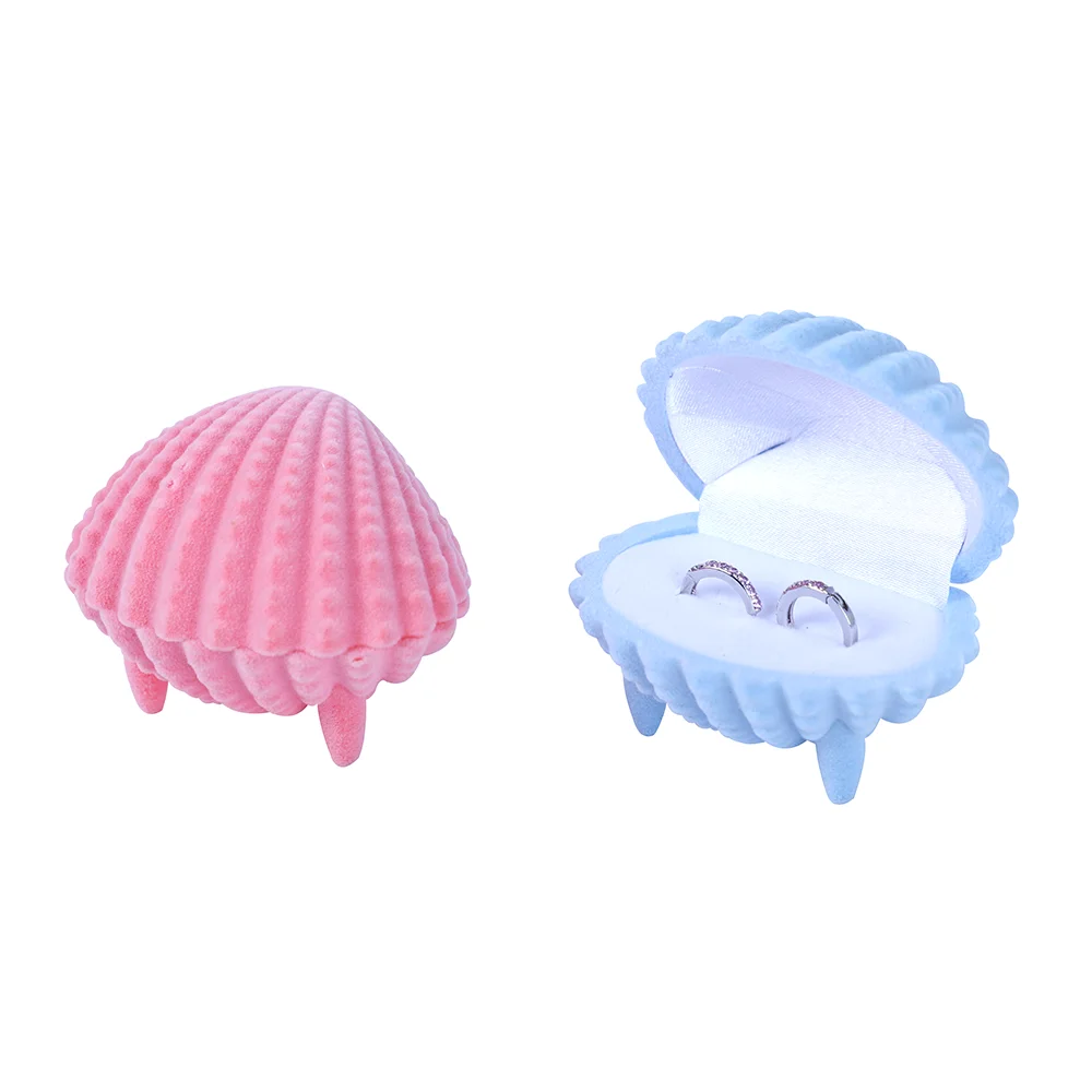 Clamshell Seashell Shell Jewelry Box With Foam Insert Logo Custom Pink Paper Box