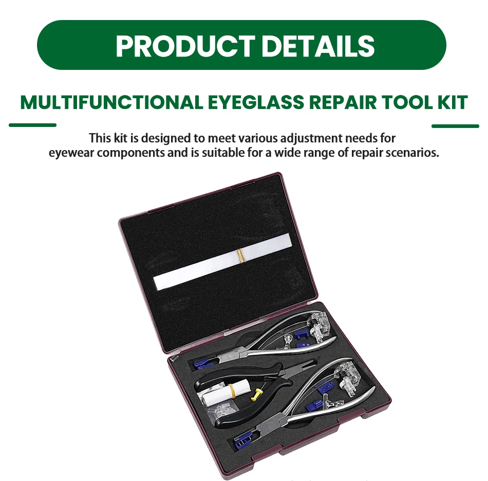 Rimless Glasses Tool Pliers Glasses Repair Kit 3T-B01C Lens Processing Repair Kit Pliers Screw