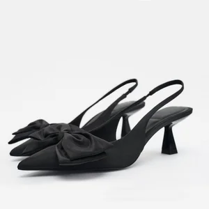 Ladies Luxury Formal Pointed Head Women High Heel Shoes Wedding Bridal Designer Famous Brands Bow Office Stiletto Heels Sandal