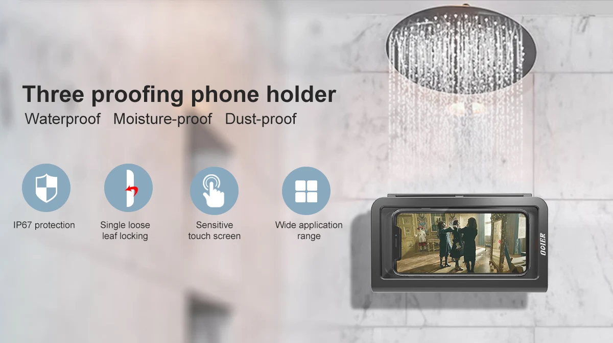 Wall Mounted Phone Stand Bathroom Waterproof Phone Holder Waterproof