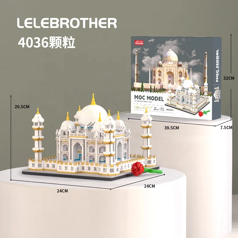 Lele Brother Customize Nanoblocks Architecture Taj Mahal Mini Building Blocks 3D Puzzle Pixel Bricks Toys