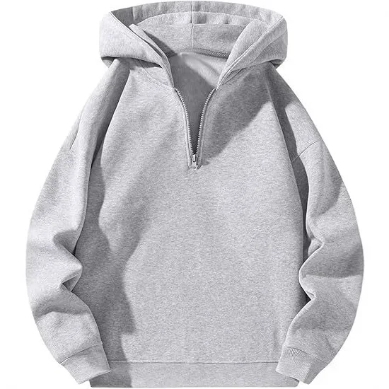 American Casual Zip-Up Hoodie Loose Sports Sweatshirt Solid 100% Cotton Anti-Pilling Fle preview